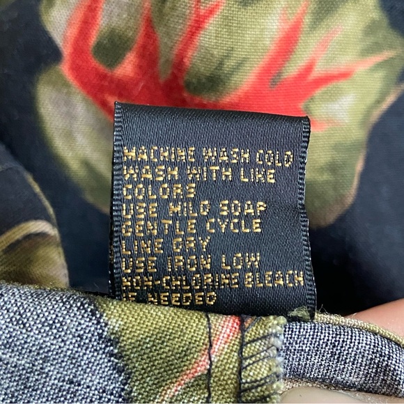 Linen floral tropical print vacation pants size US 10 - Picture 6 of 11